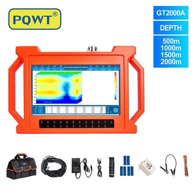 PQWT-GT2000A Perforación de pozos de agua profunda bajo tierra 500 m/1000 m/1500 m/2000 m Análisis de mapa automático 3D Detector de agua subterránea de detección rápida